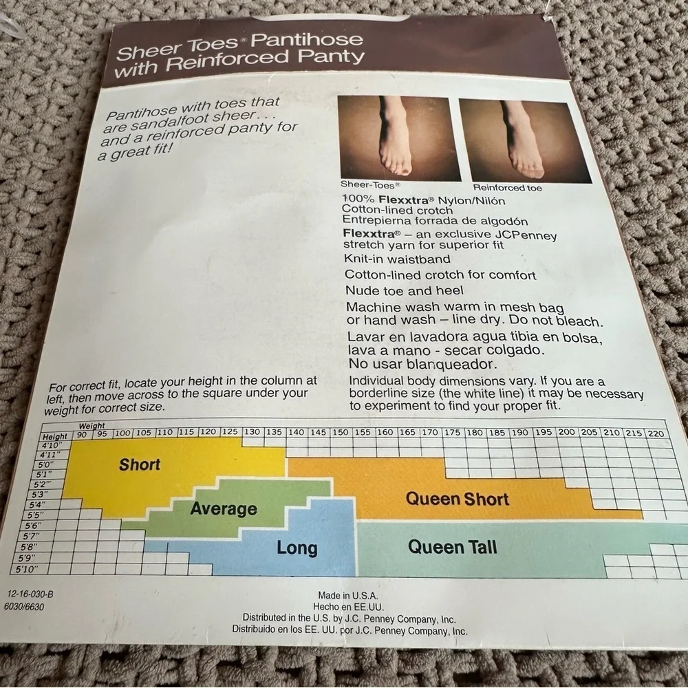 Vintage NEW JCPenney Sheer Toes Reinforced Pantyhose Shell & Sea Spa Sz Average